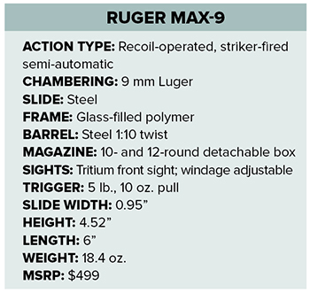 Ruger MAX-9 specs